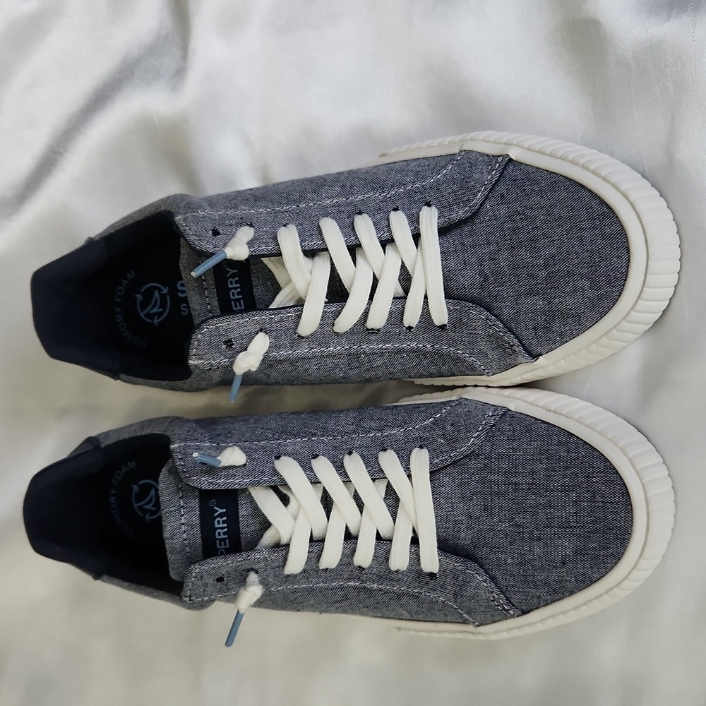 Womens Sperry Demin Blue Canvas Sneakers Size 7.5